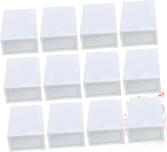 Cabilock 12pcs Large Thickened Plastic Shoes Storage Boxes Stackable Shoe Containers for Closet Organization White
