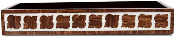 Handicrafts Home wood small tray, 10x6 Towel Tray, Guest Towel Holder, Decorative Napkin Holder, Bathroom Countertop Storage,Handmade Rectangular Vanity Tray for Bathroom Countertop-Yinyang collection