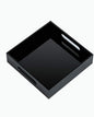 KEVLANG Black Sturdy Acrylic Tray with Handles-8x8 Inch- Countertop Organizer Tray for Kitchen,Bathroom,Office- Storage Box for Cosmetics, Jewelry,Toiletries,Toy,Gadgets