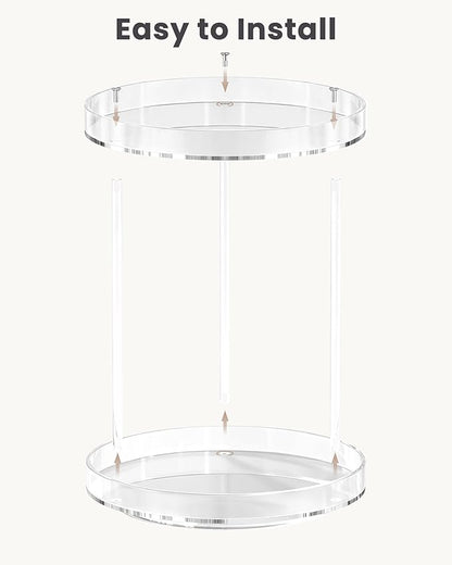 Lolalet 360 Degree Rotating Acrylic Perfume Organizer Stand, 2 Tiers Clear Perfumes Holder Display Rack, Makeup Skincare Organization for Vanity Bathroom Countertop -Large, Clear