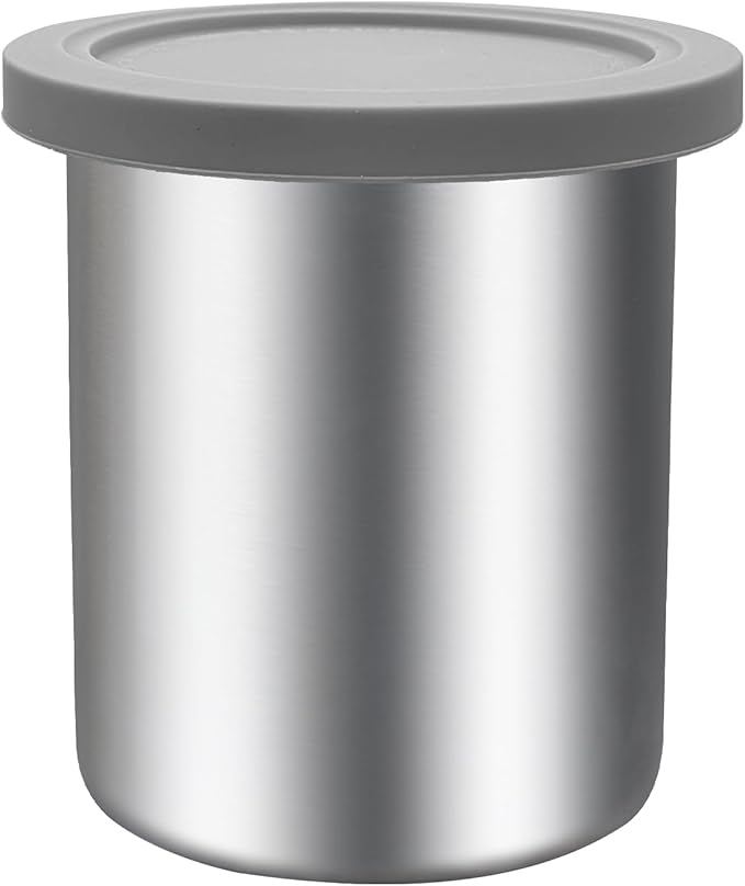Stainless Steel Pint Containers & Lids Compatible with Ninja Creami ice Cream Maker NC500, NC501, CN501CO Delux Series– 1 Pack, 24 oz, Silicone Lids, BPA-Free, Dishwasher Safe, 5 Years Warranty