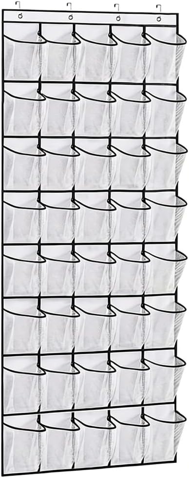 GANNEPIE Over The Door Shoe Organizer, 40 Pockets Heavy-Duty Hanging Shoe Rack, White Space-Saving Storage for Sneakers & Sundries