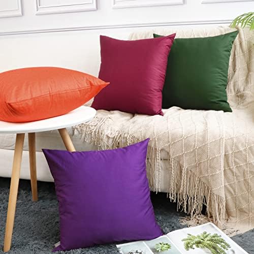4-Pack 100% Cotton Comfortable Solid Decorative Throw Pillow Case,Thmyo Square Cushion Cover Pillowcase Sublimation Blank Pillow Covers DIY Throw Pillowcase for Sofa(16x16 inch/ 40x40cm,Wine red) - Image 3