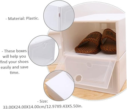 6pcs Stackable Transparent Drawer Shoes Boxes with Breathable Dustproof Plastic Shoe Containers for Men Sneaker Storage Organizer