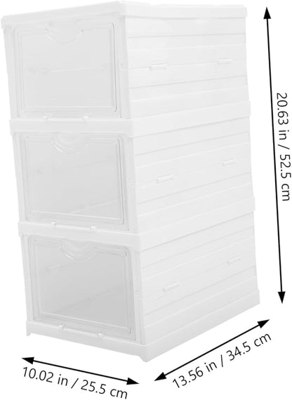 Healifty Sneaker Storage Box Foldable Stackable Shoe Boxes Entryway Shoe Organizer Storage Organizer