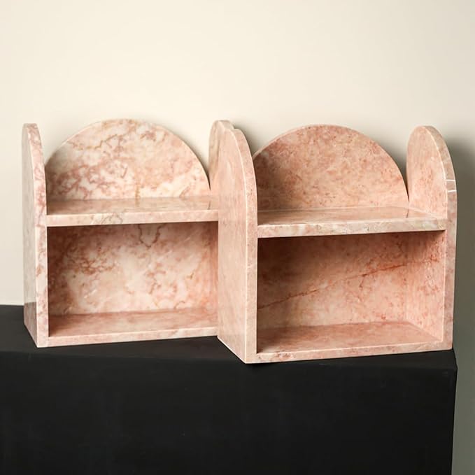 DUANYAN Marble Bathroom Counter Organizers and Storage, 2-Tier Luxurious Makeup Organizer for Perfume Cosmetic Skincare Jewelry, Natural Marble Counter Shelf, No Assembly Required
