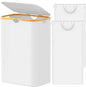 SpaceAid Double Laundry Hamper 2 Section with Lid and Removable Laundry Bags, 160L Clothes Basket with Bamboo Handles, Large Collapsible Hamper for Bedroom, Bathroom, Dorm, Laundry Room - White