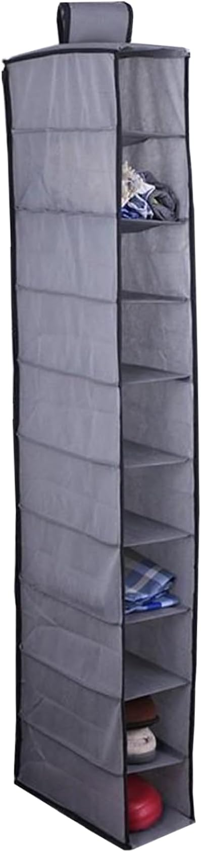 Hanging Shoe Organizer 10 Section Grey Nonwovens Hanging Shoe Rack Burly and Handy, Easy Fold Closet Shoe Organizer for Organizing Bedrooms, Closets, Laundry Room, Play Room