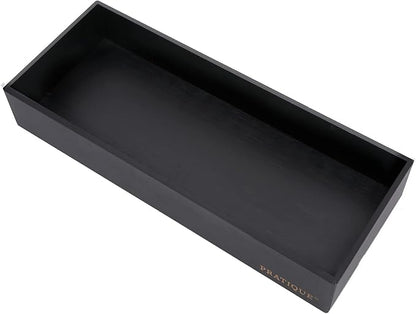 PRATIQUE Bamboo Drawer Organizer - Kitchen Utensil Organizer Silverware Tray Cutlery Holder，Office Desk Supplies and Accessories,15 * 5.9 * 2.6,Black