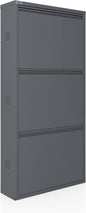 CEHA 3 Tier Metal Shoe Cabinet with Cover, Durable Shoe Storage Organizer for Entryway, Space Saving Shoe Shelf Closet with Side Ventilation Holes, 5.91" x 40.6" x 19.68", Anthracite