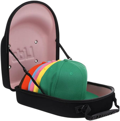 Lids Hat Travel Case – Baseball Cap Carrier for 6 Hats, Durable Black Exterior with Pink Interior, Storage with Handle & Adjustable Shoulder Strap, Hard Hat Organizer for Travel & Closet