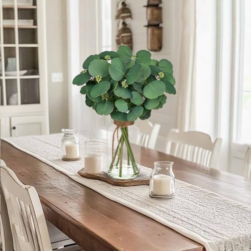 Fake Real-Touch Eucalyptus in Glass Vase with Faux Water – Realistic Faux Greenery Decor, 15.4" Tall, Artificial Silver Dollar Eucalyptus Arrangement for Home, Farmhouse, Kitchen, Bathroom, Office - Image 6