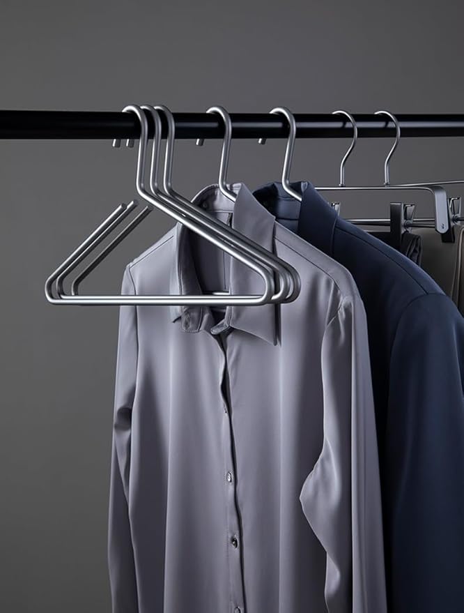 Premium Matte Titanium Gray Aluminum Coat Hangers 10 Piece Set, 16.5” Extra Smooth & Durable Metal Shirt Dress Hanger,Aluminum Alloy Hanger,Clothing Support,Clothing Hang