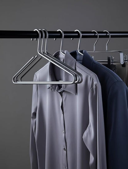 Premium Matte Titanium Gray Aluminum Coat Hangers 10 Piece Set, 16.5” Extra Smooth & Durable Metal Shirt Dress Hanger,Aluminum Alloy Hanger,Clothing Support,Clothing Hang