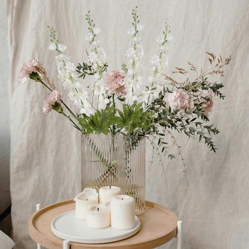 6PCS White Artificial Delphinium Flowers 33" Long Stems White Flowers Larkspur Silk Flowers for Tall Vase White Fake Flowers for Wedding Centerpieces for Home Decor Indoor (White) - Image 6