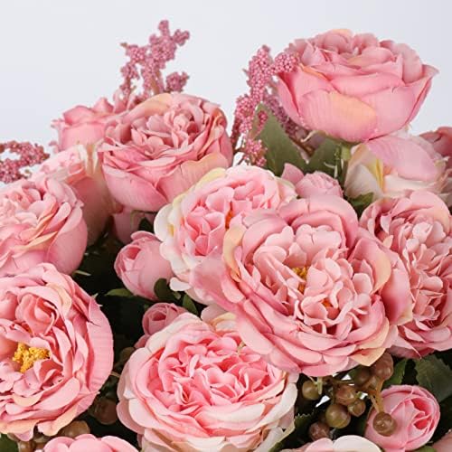 Artificial Peonies Silk Flowers, Pink Faux Peony Bouquet 4 Bundles Florals Arrangements for Farmhouse Home Boho Wedding Table Centerpiece, Fake Plastic Flowers Bulk for Vase Decoration (Blush Pink) - Image 4
