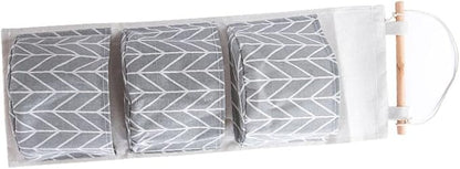 Zerodeko 2pcs Cotton Linen Over Door Hanging Storage Bag Organizer for Bedroom Bathroom Multi-Functional Clothes and Shoe Storage and Grey