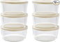 12-Piece Glass Food Storage Containers Set (6 Containers + 6 BPA-Free Lids) | 4-Cup, Leakproof | Microwave, Freezer, Oven & Dishwasher Safe | Ideal for Meal Prep & Pantry Organization, Beige