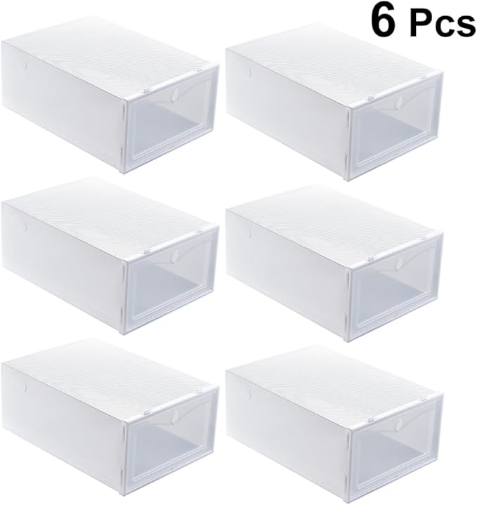 Thickened Shoe Storage Box with Flip Lid, White 33x23x13cm, 6pcs Moisture-proof and Dustproof Shoe Organizer for Closet and Home Storage