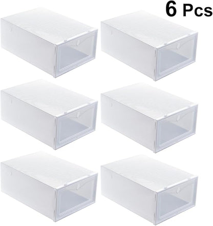 Thickened Shoe Storage Box with Flip Lid, White 33x23x13cm, 6pcs Moisture-proof and Dustproof Shoe Organizer for Closet and Home Storage