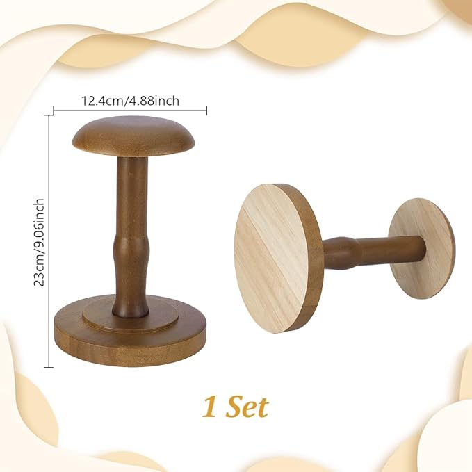 AHANDMAKER Wood Tabletop Hat Rack Vintage Dome Shaped Hat Holder Display Stand, Cap Organizer and Display Rack for Fedora, Sun Hats, Straw Hats, Caps, Wig, Brown 9 x 4.88 Inch