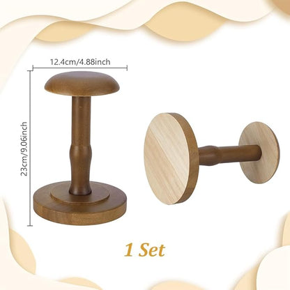 AHANDMAKER Wood Tabletop Hat Rack Vintage Dome Shaped Hat Holder Display Stand, Cap Organizer and Display Rack for Fedora, Sun Hats, Straw Hats, Caps, Wig, Brown 9 x 4.88 Inch