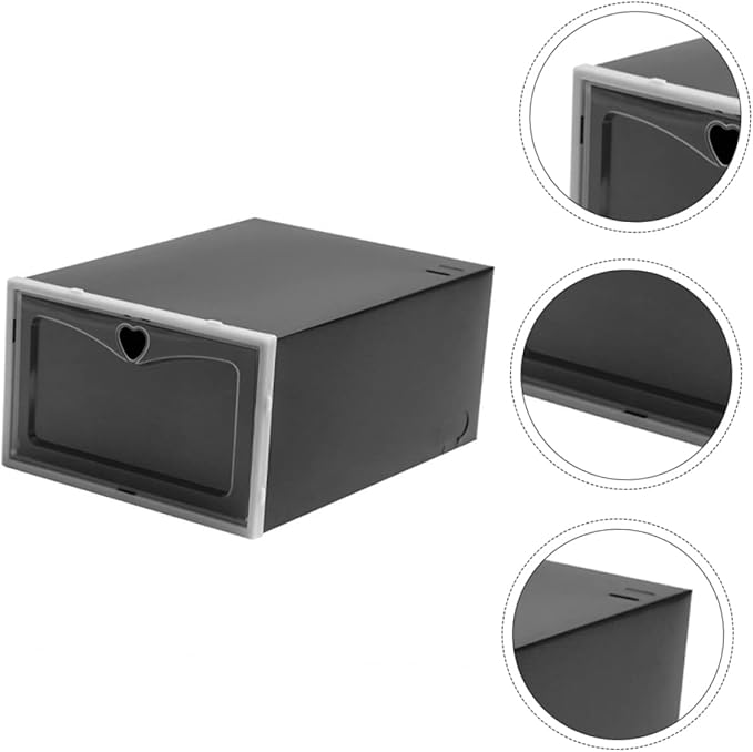 ULTECHNOVO 6pcs Stackable Flip Shoe Boxes Closet Shoe Organizer Storage Containers for Organizing Black