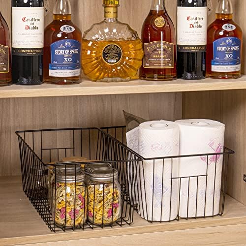16inch Freezer Wire Storage Organizer Baskets, Household Refrigerator Bins with Built-in Handles for Cabinet, Pantry, Closet, Bedroom - Image 6