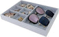 Gray Velvet Stackable Organizer Premium Quality Stackable Tray Halft 6 Grid and Half Open Multi Function Storage Drawer Divider Closet Inserts
