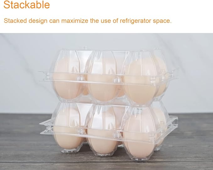 Egg Cartons 60 Packs, Clear Eco-friendly Plastic Blank Egg Cartons with Free Labels, Holds up to 6 Eggs Securely, Perfect for Family Pasture Farm Markets Display - Medium