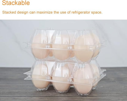 Egg Cartons 60 Packs, Clear Eco-friendly Plastic Blank Egg Cartons with Free Labels, Holds up to 6 Eggs Securely, Perfect for Family Pasture Farm Markets Display - Medium
