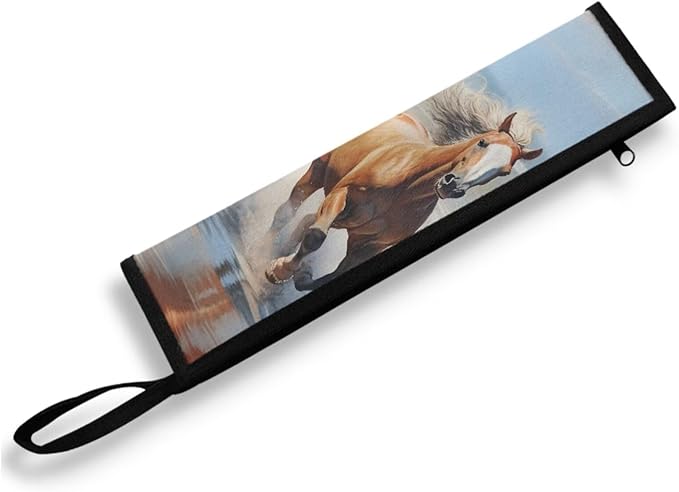 COEQINE Novlety Horses Flatware Organizer Utensil Case Food Washable Machine Lightweight Portable Cutlery Pouch Metal Straws Case With Keychain