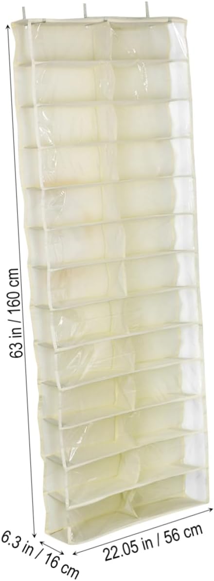 Over the Door Shoe Organizer with Large Capacity Space Saving Hanging Closet Rack for Shoes Slippers Accessories Quick Assembly Beige Storage Holder