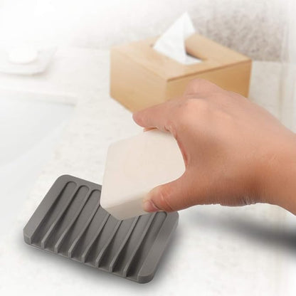 3PCS Self Draining Soap Holder, Premium Silicone Soap Dish, Soap Saver for Shower, Bathroom, Kitchen, Bath Tub, Sponges, Keep Soaps Bars Dry Clean, Easy Clean, Extend Soaps Life (White)