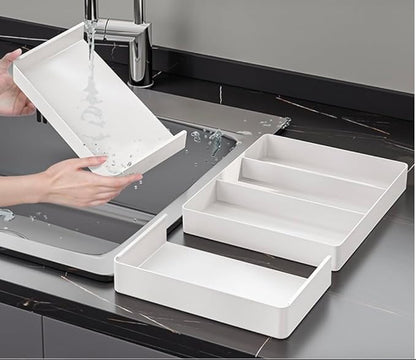 Utensil Organizer for Kitchen Drawers, Expandable Cooking Utensil Tray for Forks,Spoons, Knives,Space-Saving Expandable Cutlery Tray with Dividers, Fits Utensils of Various Sizes for Kitchen