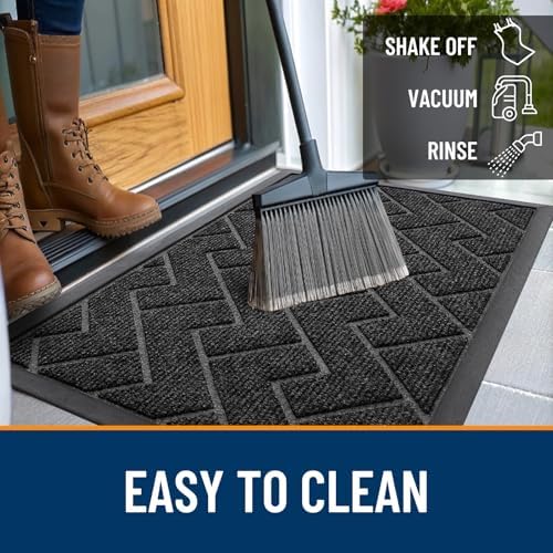 OLANLY Front Door Mat Outside 29.5x17, All-Season Absorbent Rubber Doormat - Image 6