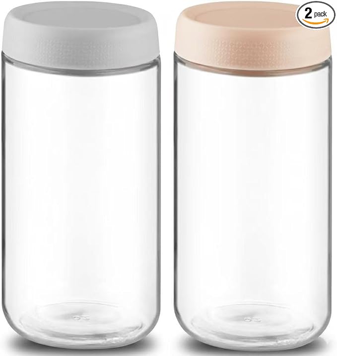 2 Pack Glass Overnight Oats Containers with Lids,Stackable Wide Mouth Mason Glass Jars with Airtight Seal Lids,Food Storage Jars for Meal Prep,Yogurt Parfaits,Meal Prep,Pudding,Spices (25 Oz)