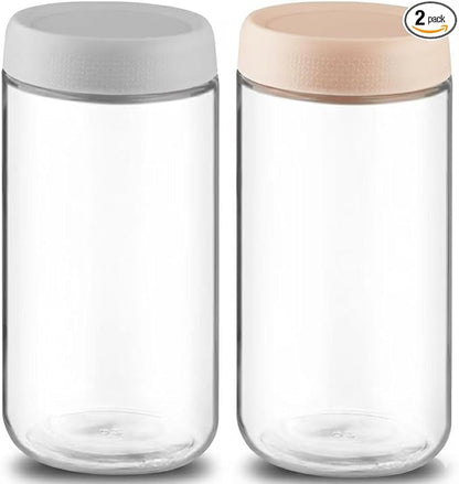 2 Pack Glass Overnight Oats Containers with Lids,Stackable Wide Mouth Mason Glass Jars with Airtight Seal Lids,Food Storage Jars for Meal Prep,Yogurt Parfaits,Meal Prep,Pudding,Spices (25 Oz)