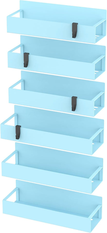 HuggieGems 6 Pack Magnetic Spice Storage Rack Organizer for Refrigerator and Oven, Blue Fridge Organizers and Storage
