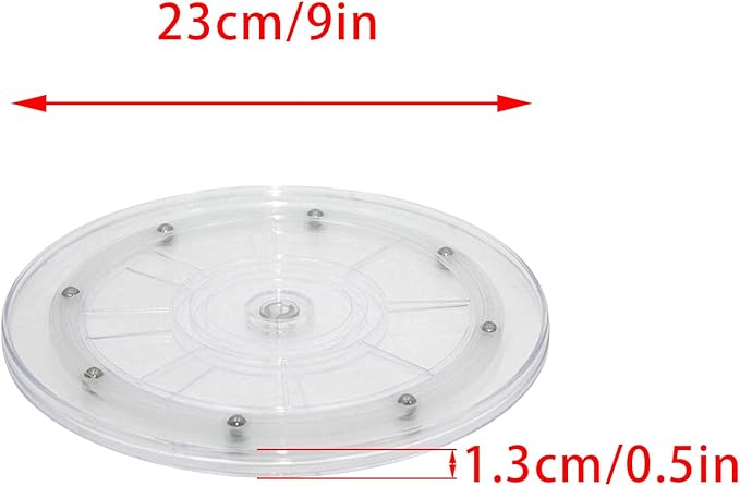 1 Pcs Clear 9 inch Acrylic Lazy Susan Rotating Turntable Organizer Bearings - Round Swivel Plate for Spice Rack, Table, Cake, Kitchen Pantry