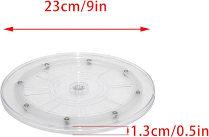 1 Pcs Clear 9 inch Acrylic Lazy Susan Rotating Turntable Organizer Bearings - Round Swivel Plate for Spice Rack, Table, Cake, Kitchen Pantry