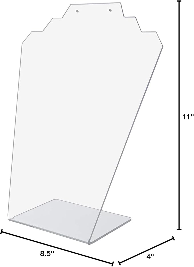 Marketing Holders 12 Pack Jewelry Display Counter Stand 8.5" x 11" Clear Acrylic Slant Back Holds Necklaces Bracelets and One Set of Earrings Craft Shows Markets Department Stores Bridal Shops