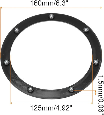 MECCANIXITY 7inch Rotating Swivel Stand with Steel Ball Bearings Annular Lazy Susan Base Turntable for Kitchen Corner Cabinets, 160 x 125mm Black Pack of 6