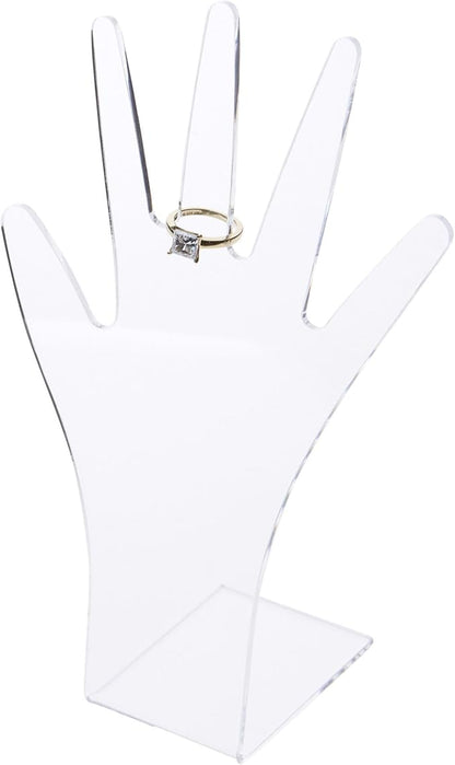 Plymor Flat Clear Acrylic Hand for Jewelry Display, 9.25" H x 5.5" W x 3" D