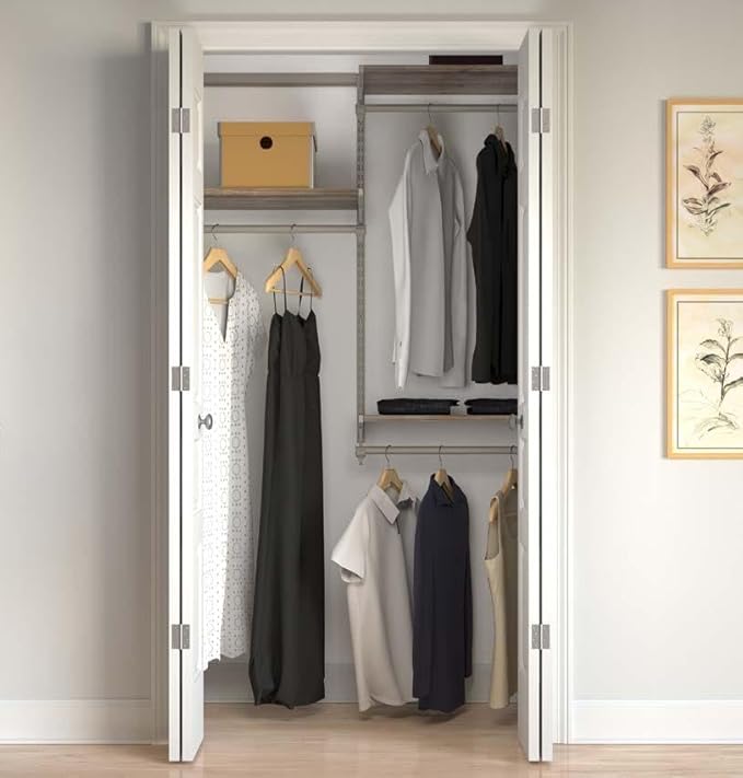 Closet Culture by Knape & Vogt 5.25 in. H x 23.50 in. W x 17.00 in. D Champagne Nickel Shoe Rack Kit for Closet System, 0335-SRK-CN
