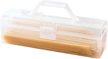Noodle Storage Box, Plastic Pasta Storage Container with Handle Spaghetti Food Storage Box Multifunctional Airtight Organizer for Noodles, Tableware, Fruits Snacks(White,11.6x3.9x3.5in)