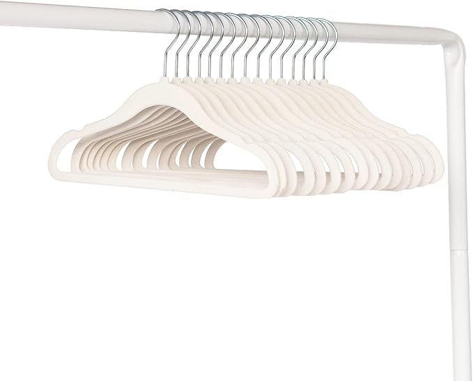 3 Sprouts Velvet Baby Hangers - Non-Slip Hangers for Infant and Toddler Clothes - Slim Space-Saving Design with Nordic Colors for Nursery - 50 Pack- Cream