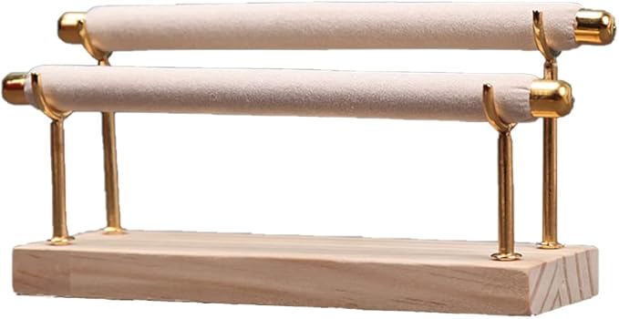 Magik 1-2 Ring Display Holder Detachable Tier Rack Jewelry Storage Organizer Tower (2 Layers, Beige)
