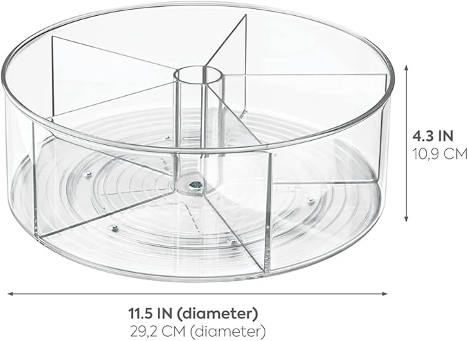 iDesign Recycled Plastic Lazy Susan Turntable Organizer Pantry, Bathroom, General Storage and More, The Linus Collection, 11.5", Clear