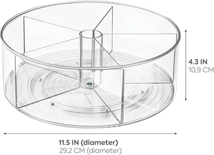 iDesign Recycled Plastic Lazy Susan Turntable Organizer Pantry, Bathroom, General Storage and More, The Linus Collection, 11.5", Clear